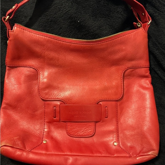 Kate Spade VINTAGE RED BUCKET Tote SATCHEL HOBO TOTE PURSE ORIGINAL - Picture 1 of 16
